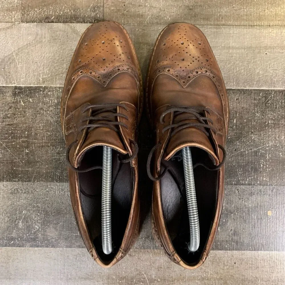 Ecco Men’s Size 43 Lace Up Vitrus Dress Shoes Cognac Brown Leather Round Toe - Picture 7 of 12